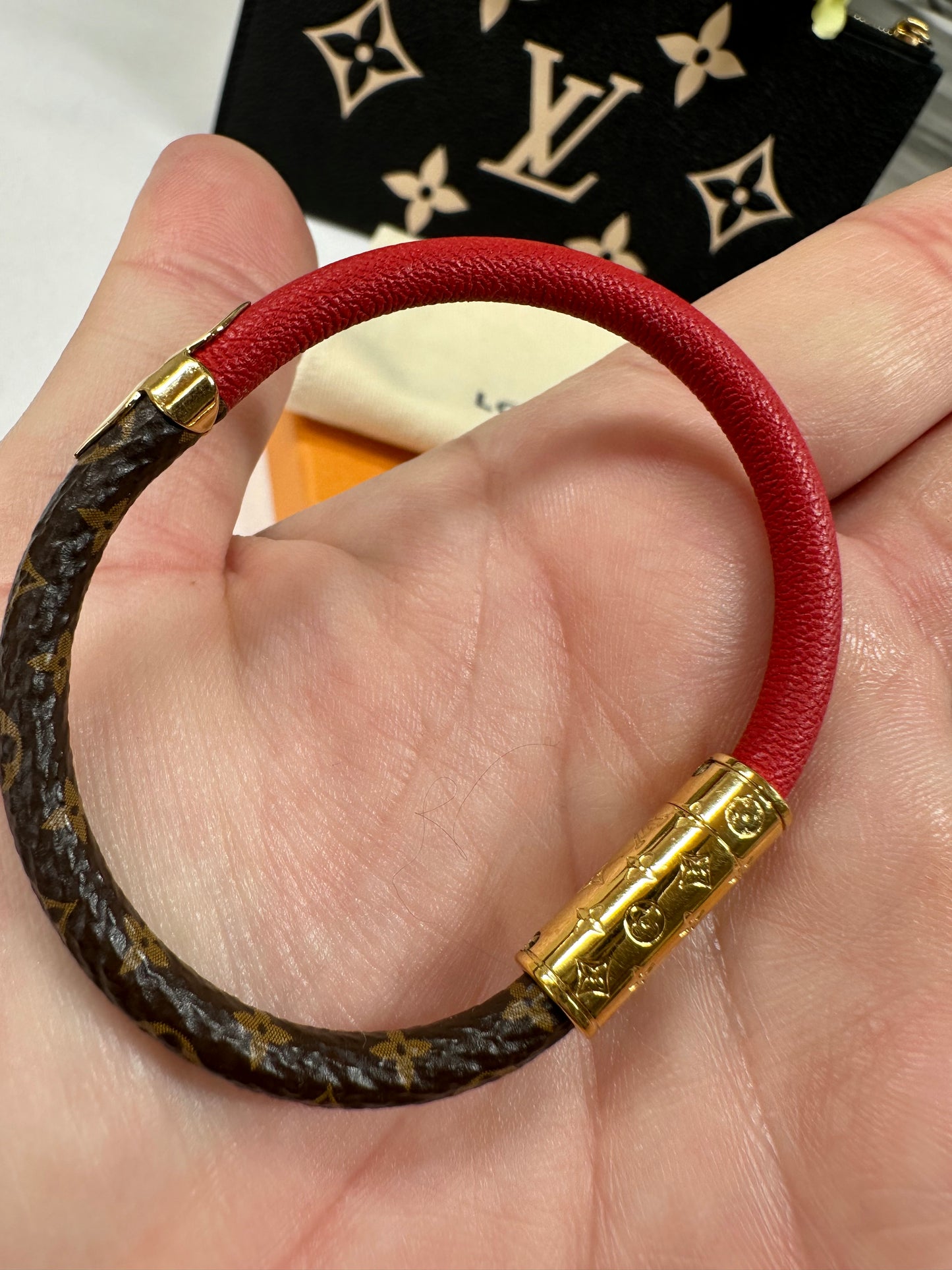 Monogram Red Bracelet 7.5in