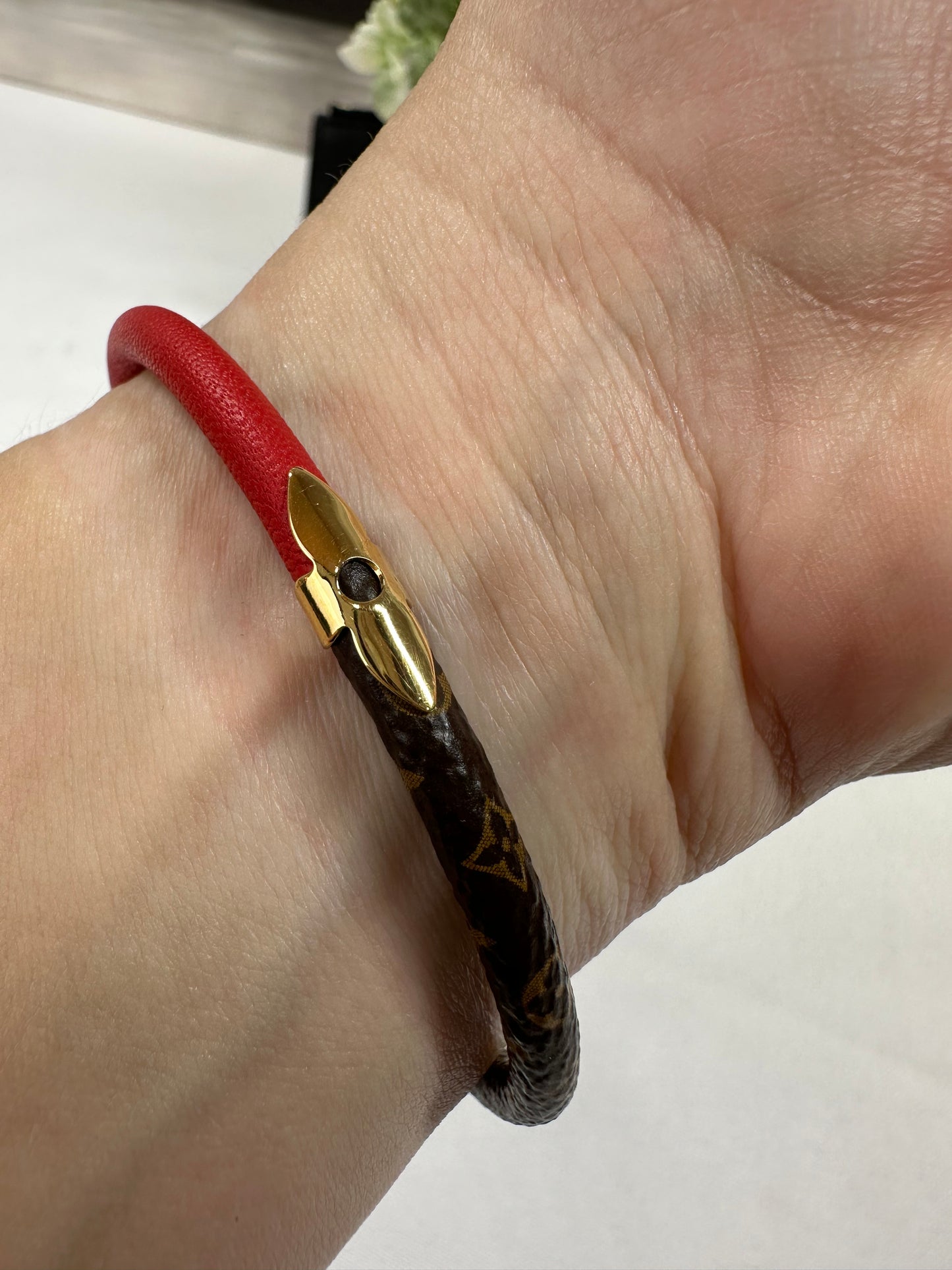 Monogram Red Bracelet 7.5in