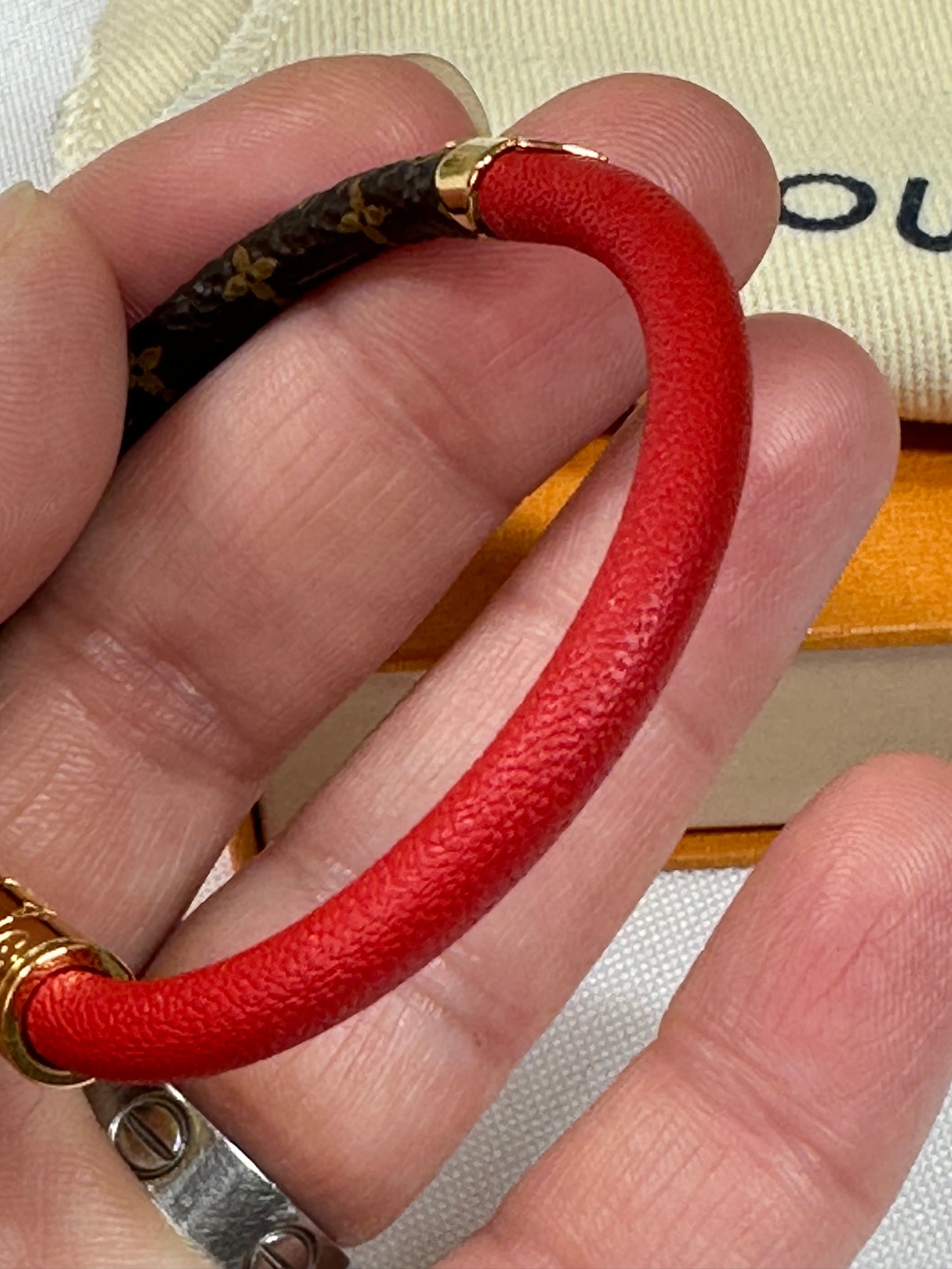 Monogram Red Bracelet 7.5in