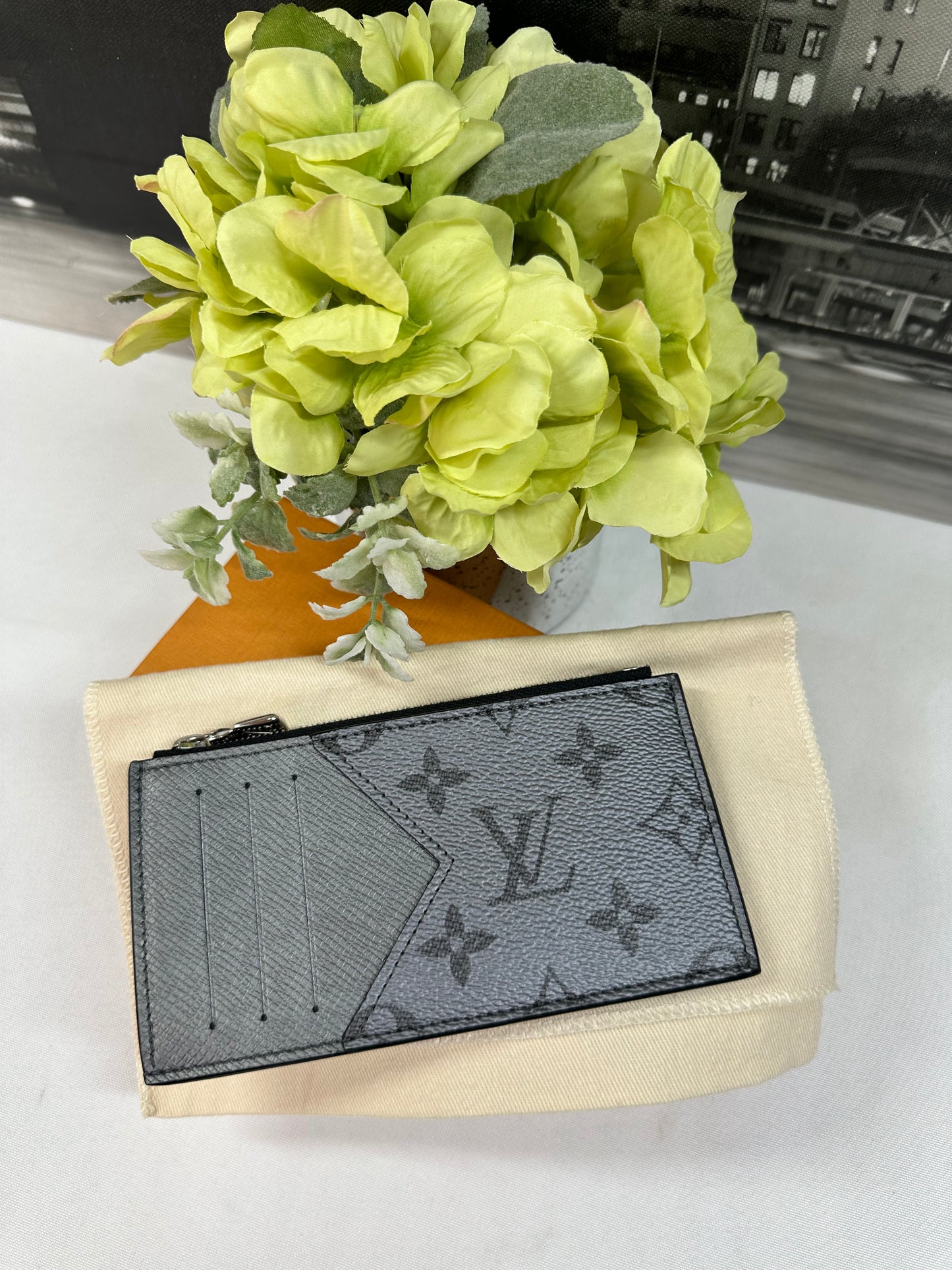 Coin Card Holder Silver Monogram