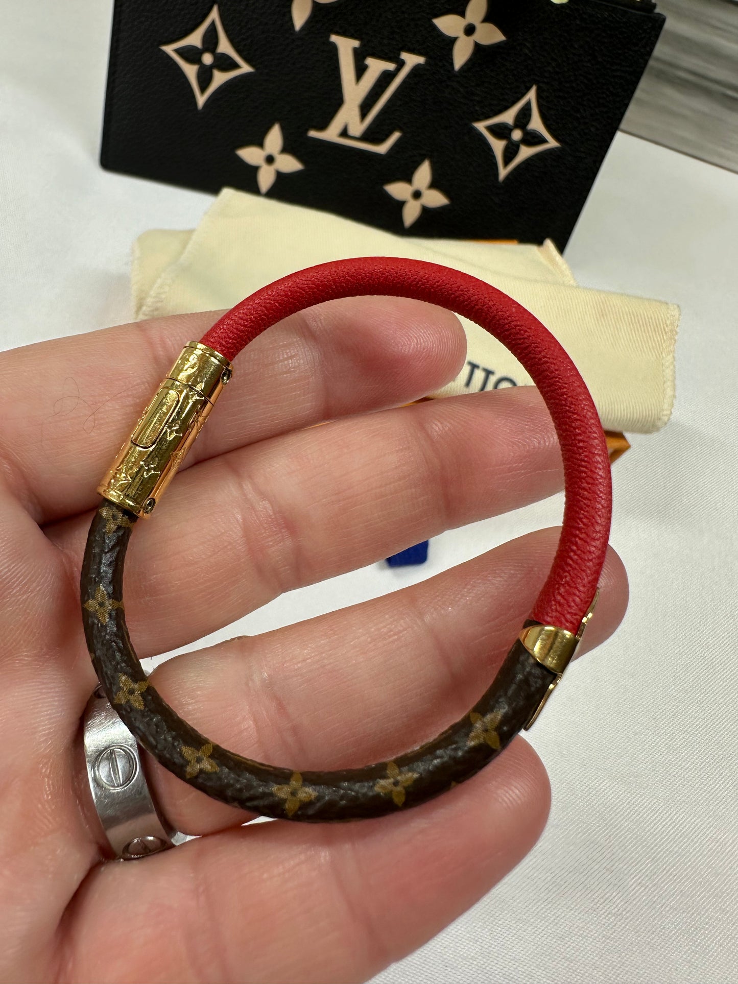 Monogram Red Bracelet 7.5in